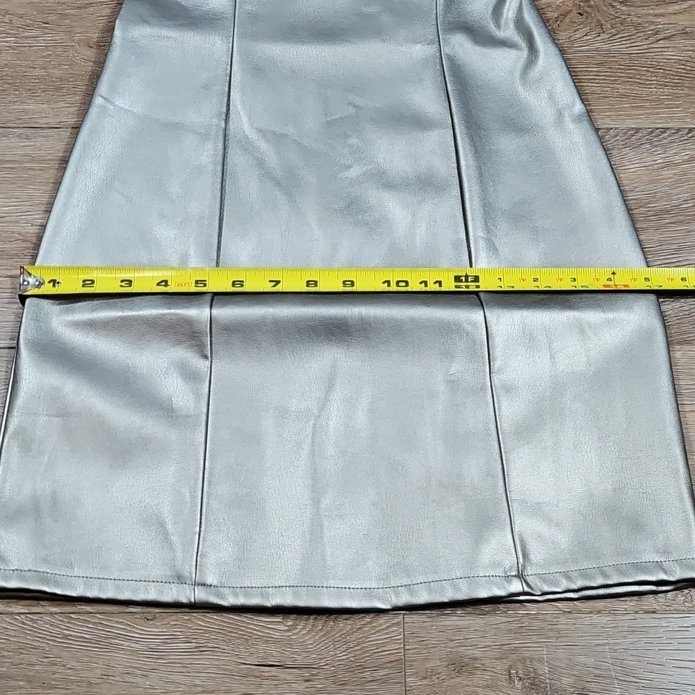 NWT Kirious Los Angeles Silver Metallic Vegan Leather Bodycon Mini Dress - Picture 15 of 16